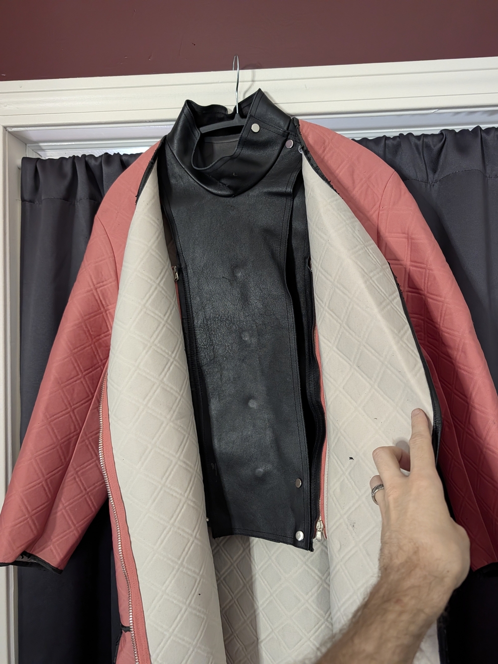3.1 Phillip Lim Calf Leather Moto Pink Quilted Chore Coat Fencing Jacket XS